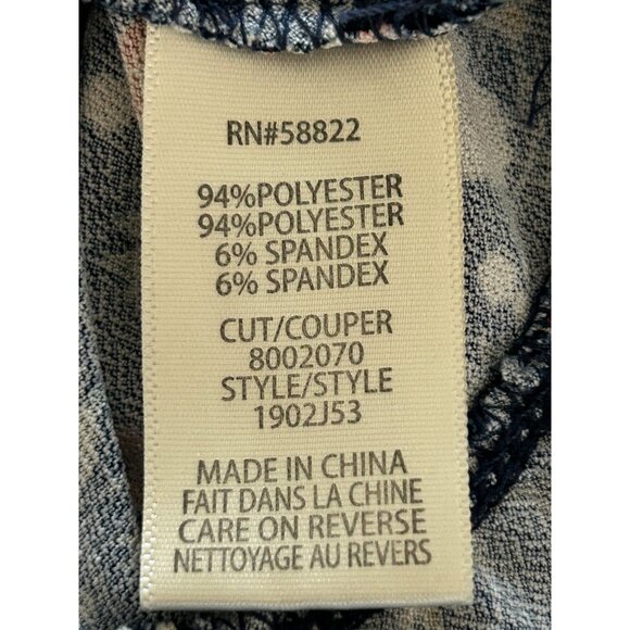 Max Studio Navy Floral Short Sleeve Ruffle Hem Dress XL 94% Polyester 6% Spandex - Picture 5 of 8